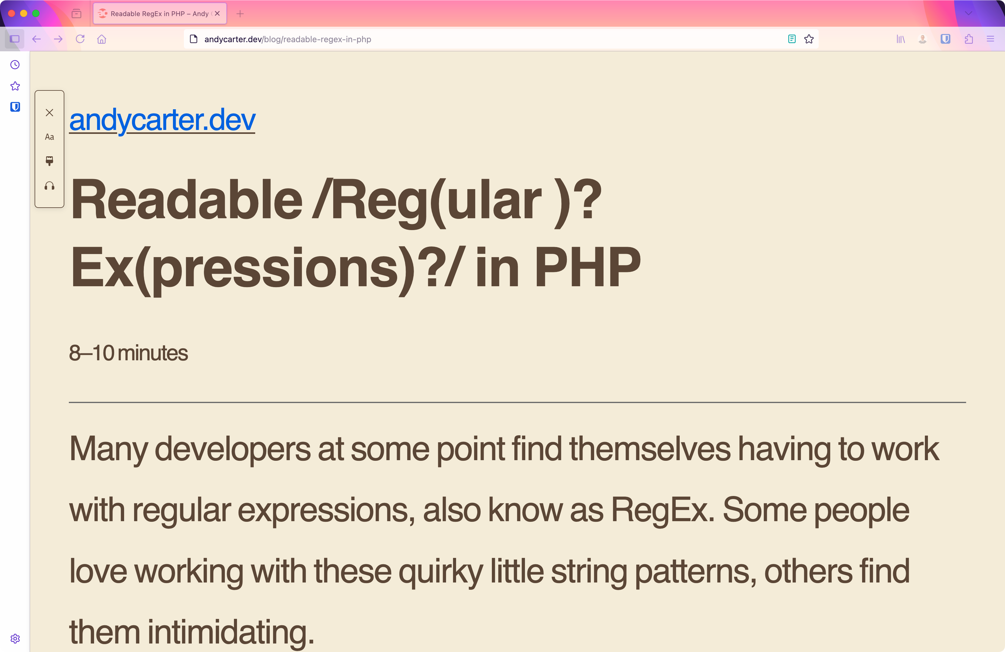 Screenshot of Firefox's reader mode